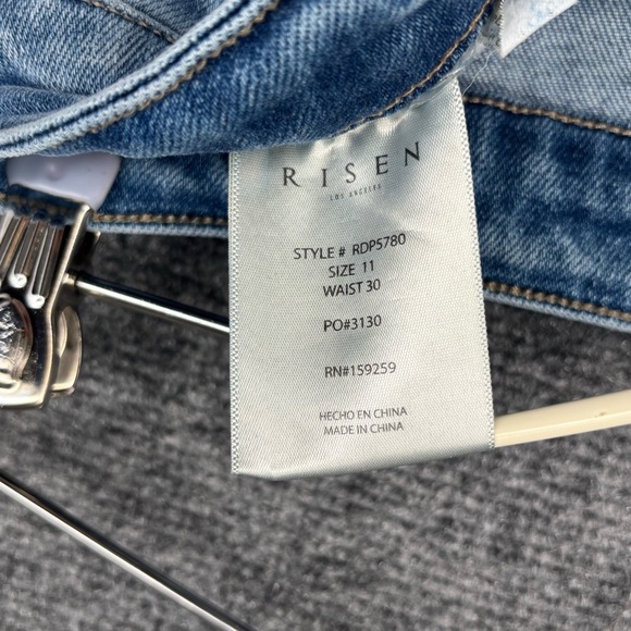 Risen High Rise Crop Distressed Jeans Women’s 11 Stretch Casual Wide Leg - Picture 6 of 15